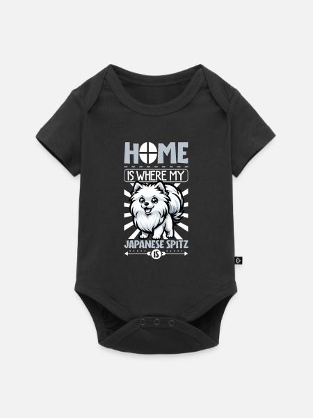 Zuhause - Japan-Spitz - Baby Premium Kurzarmbody - Schwarz