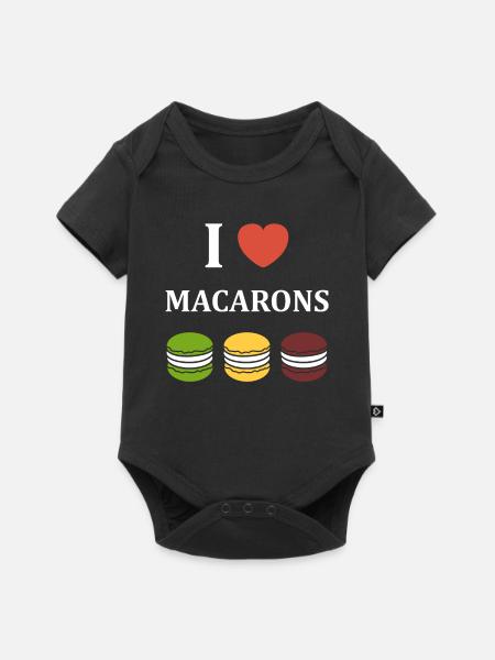 Ich liebe Makronen - Baby Premium Kurzarmbody - Schwarz