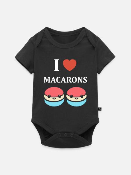 Ich liebe Makronen - Baby Premium Kurzarmbody - Schwarz