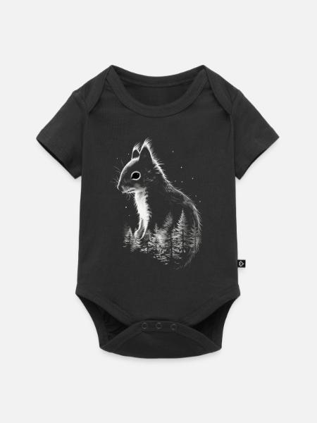 Eichhörnchen - Baby Premium Kurzarmbody - Schwarz