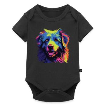Aquarelle Colorée Petit Basset Pyrénéenne - Body à manches courtes Premium Bébé - noir - Devant