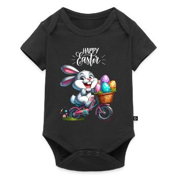 Lapin de Pâques Vélo Oeufs De Pâques Enfants Drôle - Body à manches courtes Premium Bébé - noir - Devant