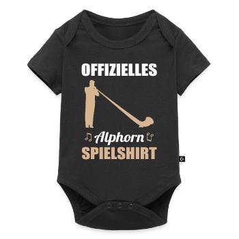 Geschenk - Offizielles Alphorn Spielshirt - Baby Premium Kurzarmbody - Schwarz - Vorne