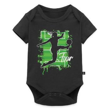 Soccer Woman Soccer 4th Birthday - Baby Premium short-sleeve bodysuit - black - Front