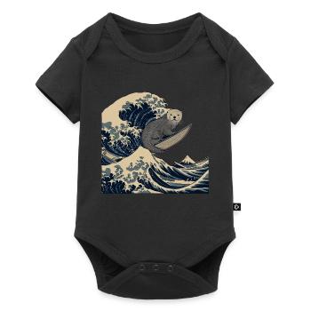 Loutre Surfeur De Vagues Japonais Drôle - Body à manches courtes Premium Bébé - noir - Devant