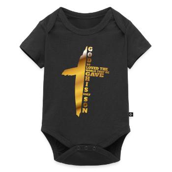Jean 3 :16 Christian Cross Bible Verse - Body à manches courtes Premium Bébé - noir - Devant
