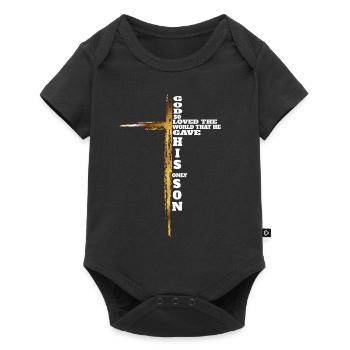Jean 3 :16 Christian Cross Bible Verse - Body à manches courtes Premium Bébé - noir - Devant