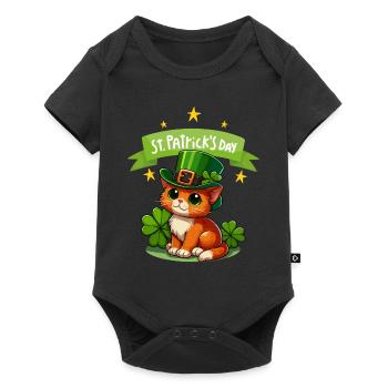 Chat de la Saint-Patrick Shamrock chanceux mignon - Body à manches courtes Premium Bébé - noir - Devant