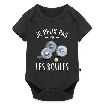 Je Peux pas j'ai les boules Boccia Boule Pétanque - Body à manches courtes Premium Bébé - noir - Devant