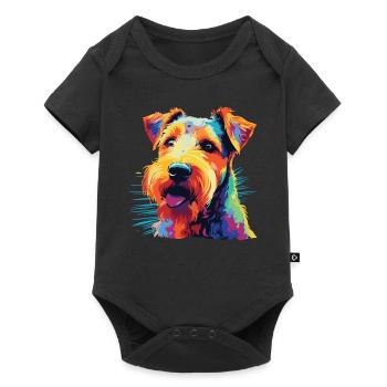 Watercolor Colorful Welsh Terrier - Baby Premium short-sleeve bodysuit - black - Front