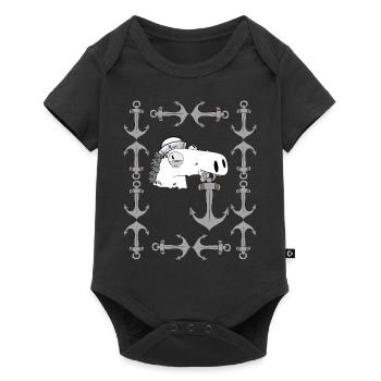 Ancre d’hippocampe marin maritime Ahoy cheval - Body à manches courtes Premium Bébé - noir - Devant