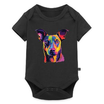 Watercolor Colorful German Pinscher - Baby Premium short-sleeve bodysuit - black - Front