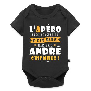 André Cadeau Humour personnalisé cadeau andré - Body à manches courtes Premium Bébé - noir - Devant