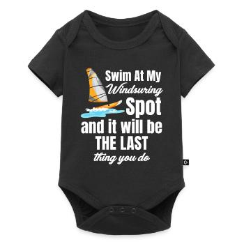 Schwimmen An Meinem Windsurfplatz Lustiges - Baby Premium Kurzarmbody - Schwarz - Vorne