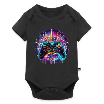 Synthwave Gamer Controller with Crown - Baby Premium short-sleeve bodysuit - black - Front