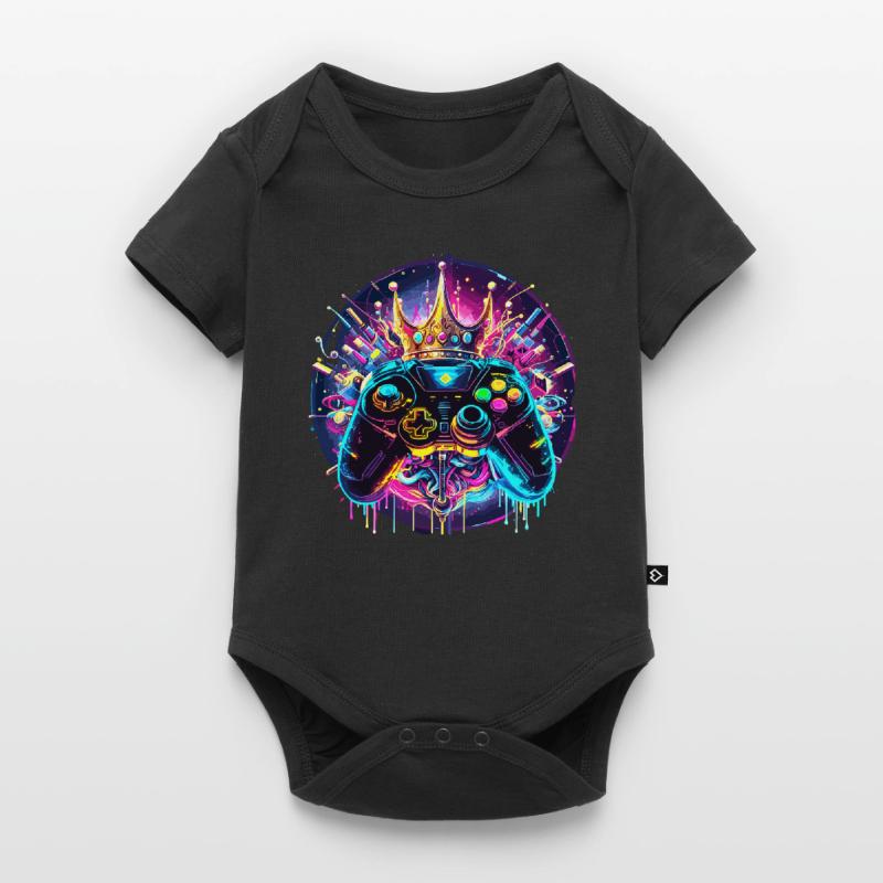 Synthwave Gamer Controller mit Krone Baby Premium Kurzarmbody