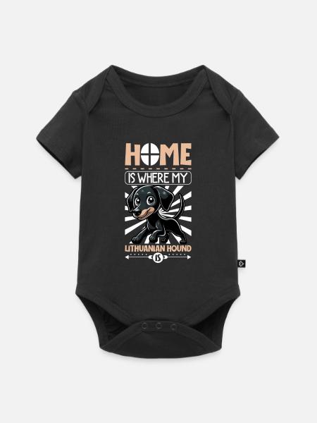 Zuhause - Litauische Bracke - Baby Premium Kurzarmbody - Schwarz