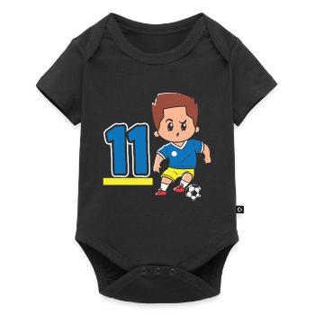 11e anniversaire 11 ans Joueur de football - Body à manches courtes Premium Bébé - noir - Devant
