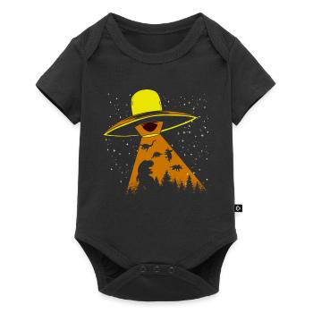 Enlèvement d’OVNI par un dinosaure extraterrestre - Body à manches courtes Premium Bébé - noir - Devant