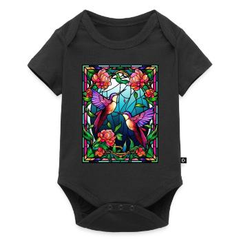 Vintage Stained Glass Hummingbird Bird Watching - Baby Premium Kurzarmbody - Schwarz - Vorne
