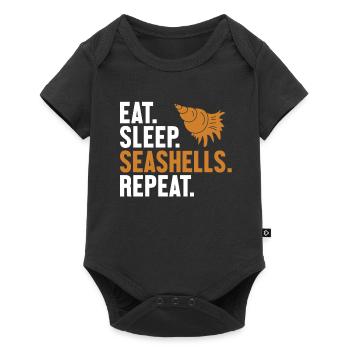 Eat Sleep Seashells Repeat Shell Hunter Seashell - Baby Premium Kurzarmbody - Schwarz - Vorne