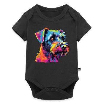 Wasserfarben Farbenfroher Tschechischer Terrier - Baby Premium Kurzarmbody - Schwarz - Vorne