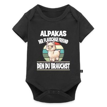 Alpaka Der Flauschige Freund Den Du Brauchst - Baby Premium Kurzarmbody - Schwarz - Vorne