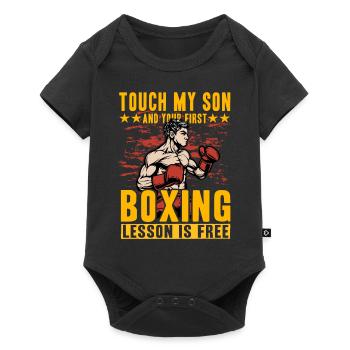 Touch my Son und Ihre erste Boxstunde ist kostenlos - Baby Premium Kurzarmbody - Schwarz - Vorne