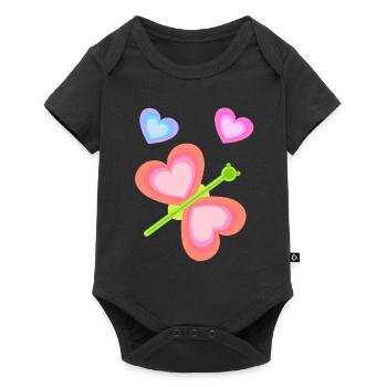 Bébé Tout-petit Printemps Papillon Coeurs Années 80 - Body à manches courtes Premium Bébé - noir - Devant