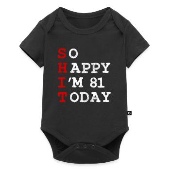 Anniversaire 81 Anniversaire Année Naissance Drôle - Body à manches courtes Premium Bébé - noir - Devant
