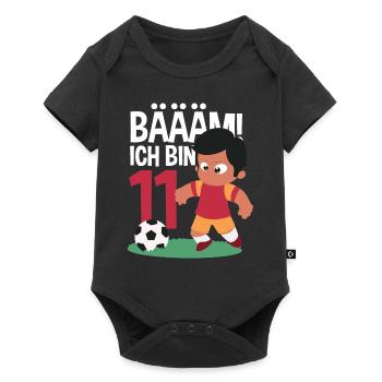 11e anniversaire 11 ans Joueur de football - Body à manches courtes Premium Bébé - noir - Devant