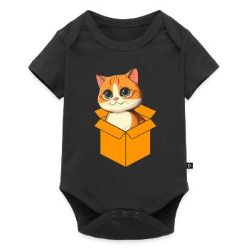Katze In Box Retro Süße Katzenliebhaber Lustig - Baby Premium Kurzarmbody - Schwarz - Vorne
