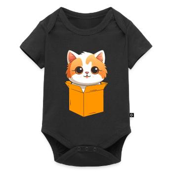 Cat In Box Retro Cute Cat Lover Funny - Baby Premium short-sleeve bodysuit - black - Front