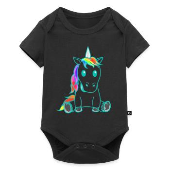 Unicorn Mythical Creature Colorful Retro Vintage 80s - Baby Premium short-sleeve bodysuit - black - Front