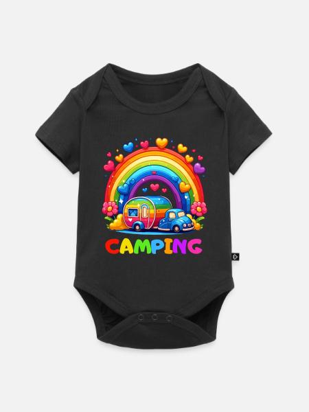 Camping Regenbogen Campingplatz Glück Camper Herz - Premium kortærmet baby-body  - sort