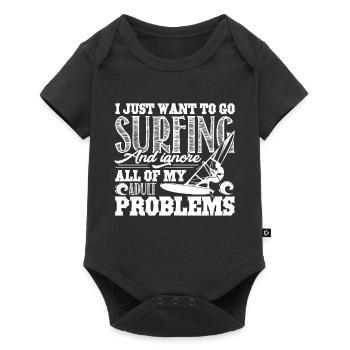 Surfing I Just Want To Go Surfing - Baby Premium short-sleeve bodysuit - black - Front