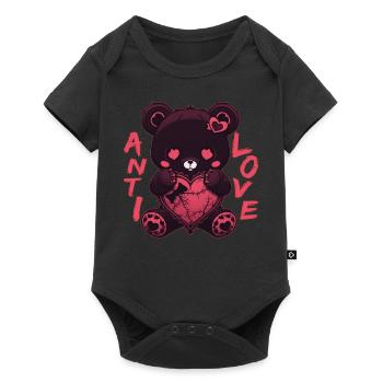 Anti Love Black Teddy Bear With Heart Cute Goth - Baby Premium Kurzarmbody - Schwarz - Vorne