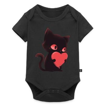 Cute Black Cat With Heart Anti Valentine Emo Pet L - Baby Premium Kurzarmbody - Schwarz - Vorne