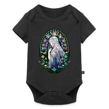 Stained Glass Anime Girl Japanese Fantasy Manga - Baby Premium Kurzarmbody - Schwarz - Vorne