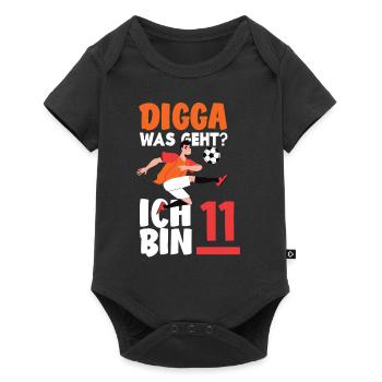 11e anniversaire 11 ans Joueur de football - Body à manches courtes Premium Bébé - noir - Devant