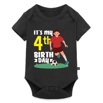 4e anniversaire 4 ans de football joueur de football - Body à manches courtes Premium Bébé - noir - Devant