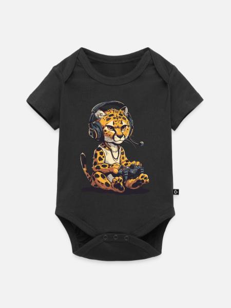 Cheetah Videospiel - Baby Premium Kurzarmbody - Schwarz