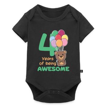 Bear for 4th birthday children four years old - Baby Premium short-sleeve bodysuit - black - Front