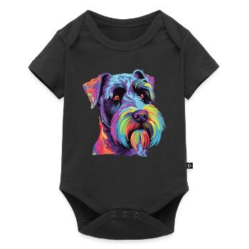 Aquarelle colorée Standard Schnauzer - Body à manches courtes Premium Bébé - noir - Devant