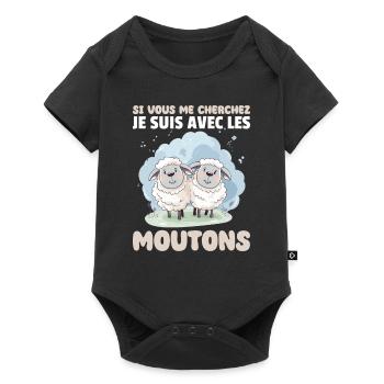 Si vous me cherchez, je suis avec les brebis - Body à manches courtes Premium Bébé - noir - Devant