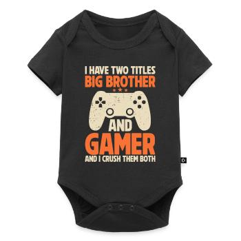 Big Brother Video Gamer New Brother Gaming - Baby Premium Kurzarmbody - Schwarz - Vorne
