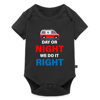 Day or night, we'll do it right - Baby Premium short-sleeve bodysuit - black - Front