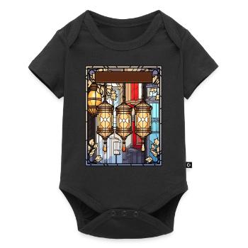 Japanese Traditional Street Lantern Stained Glass - Baby Premium Kurzarmbody - Schwarz - Vorne