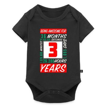 Enfants 3 Ans Anniversaire Mois Heures - Body à manches courtes Premium Bébé - noir - Devant