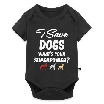 Je sauve des chiens Quel est votre super pouvoir ? - Body à manches courtes Premium Bébé - noir - Devant